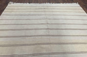 New Turkish Kilim Rug 5x8 Flatweave Carpet, Bohemian Rug, Contemporary Rug, Hand Woven, Wool Area Rug, Gray and Taupe, Striped Pattern
