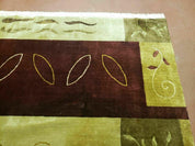 6' X 9' Modern Handmade Tibetan Nepal Wool & Silk Rug Decorative Abstract Gold