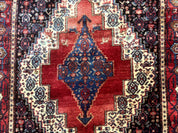 Antique Persian Kurdish Senneh Rug 4x5 Tribal Carpet Wool Geometric Medallion