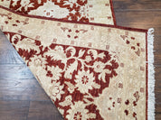 21 ft Runner Rug Long Hallway Runner, 3 x 21 Corridor Rug, Peshawar Pak Persian Chobi Agra Rug, Maroon and Beige Large Flowers Wool Handmade
