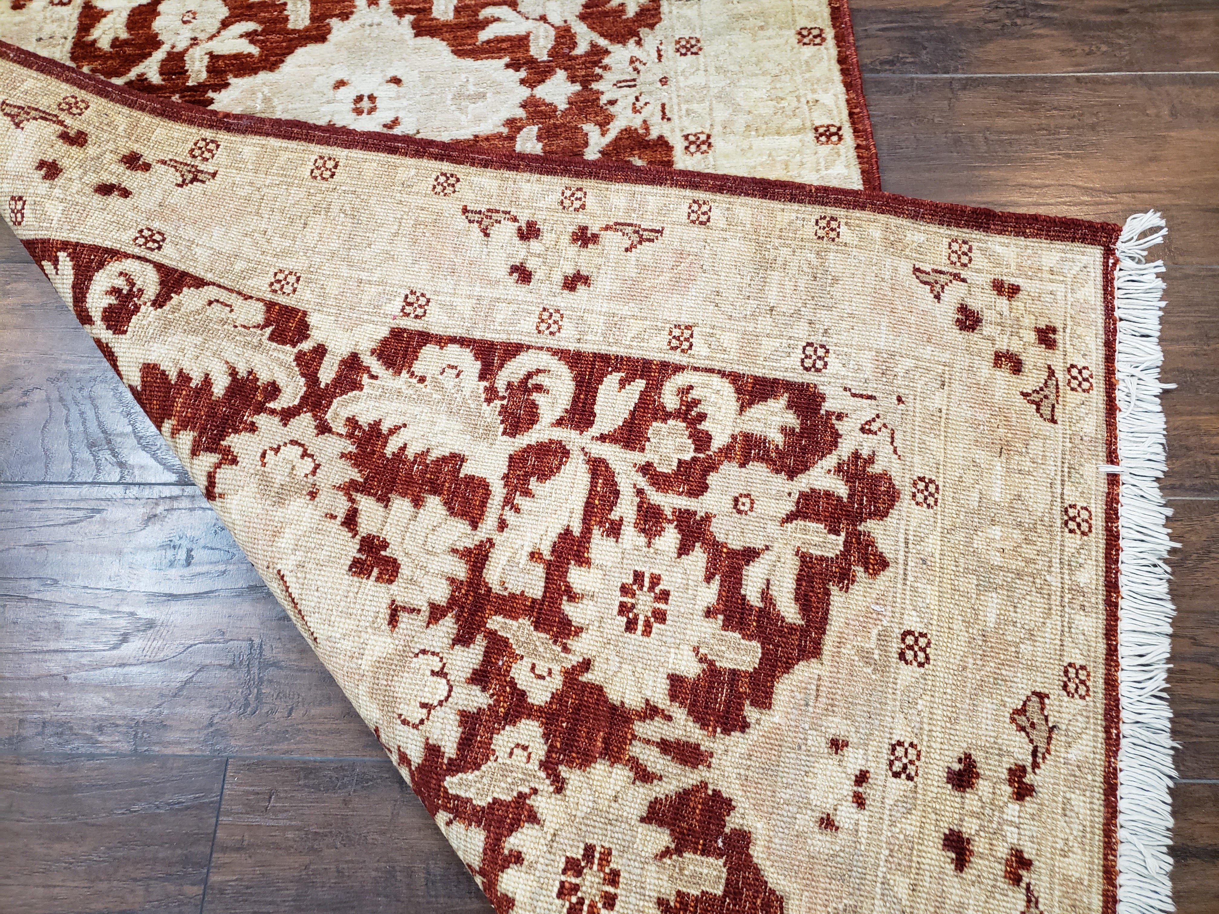 21 ft Runner Rug Long Hallway Runner, 3 x 21 Corridor Rug, Peshawar Pak Persian Chobi Agra Rug, Maroon and Beige Large Flowers Wool Handmade