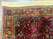 Antique Persian Sarouk Rug 3.6 x 5, Red, 1920s Persian Carpet