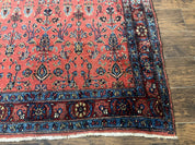 Antique Persian Tribal Rug 5 x 6.6, Tomato Red, Hamadan Angelas Rug