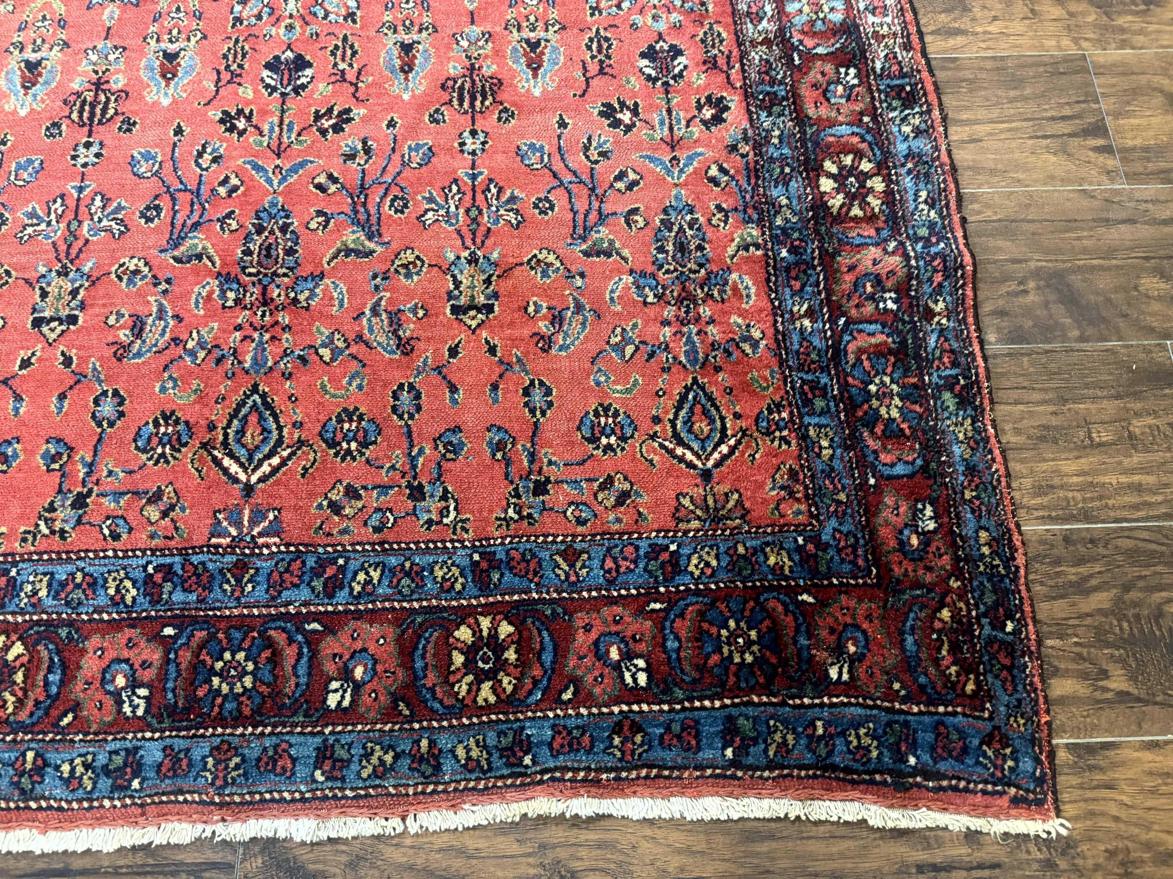 Antique Persian Tribal Rug 5 x 6.6, Tomato Red, Hamadan Angelas Rug
