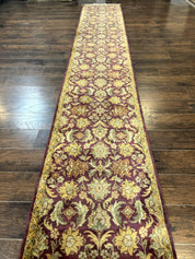 Indian Agra Runner Rug 2.6 x 17.5, Long Runner Rug for Hallway, Floral Handmade