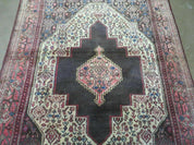 4' X 5' Antique Handmade India Floral Oriental Wool Rug Brown Vegetable Dyes