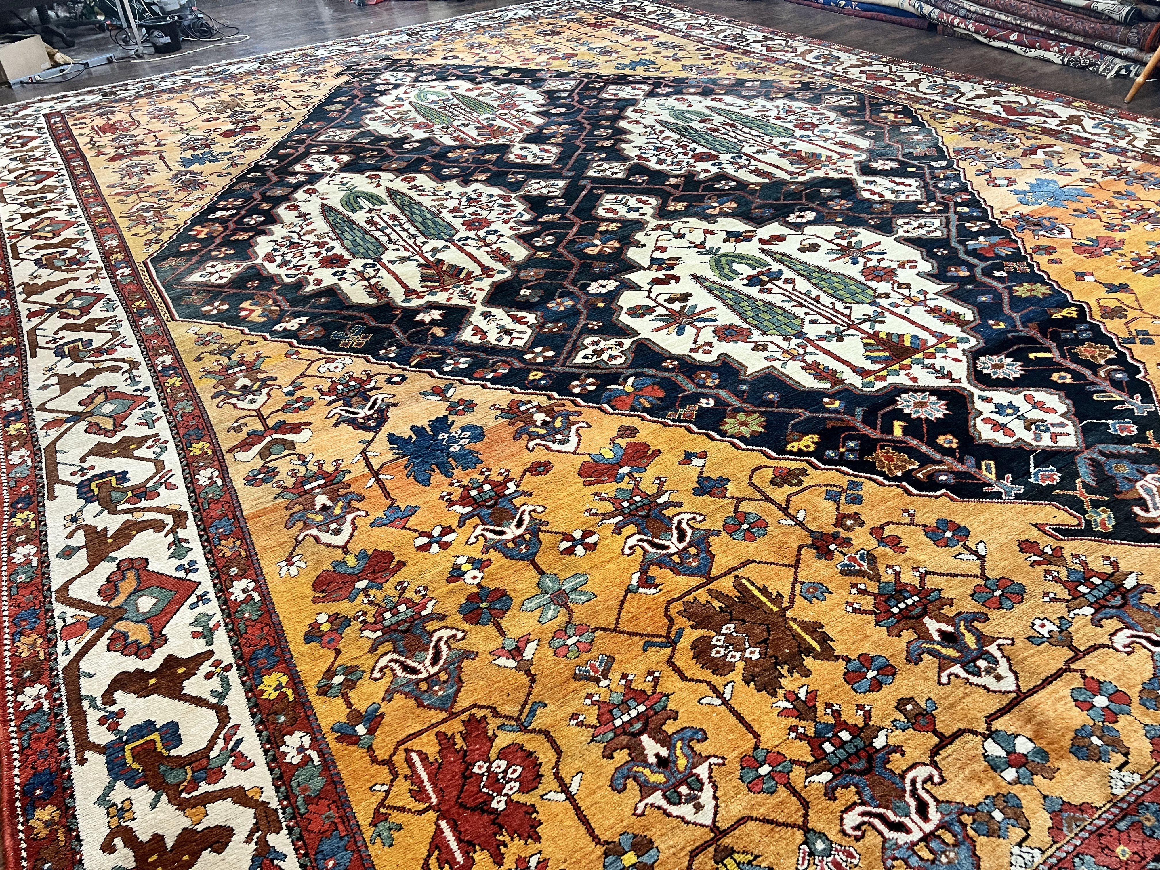 Antique Persian Bakhtiari Rug 14x19 – Rare Palace Size Carpet