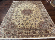 Sino Persian Rug 8x10, Wool and Silk Highlights, 290 KPSI, Floral Medallion