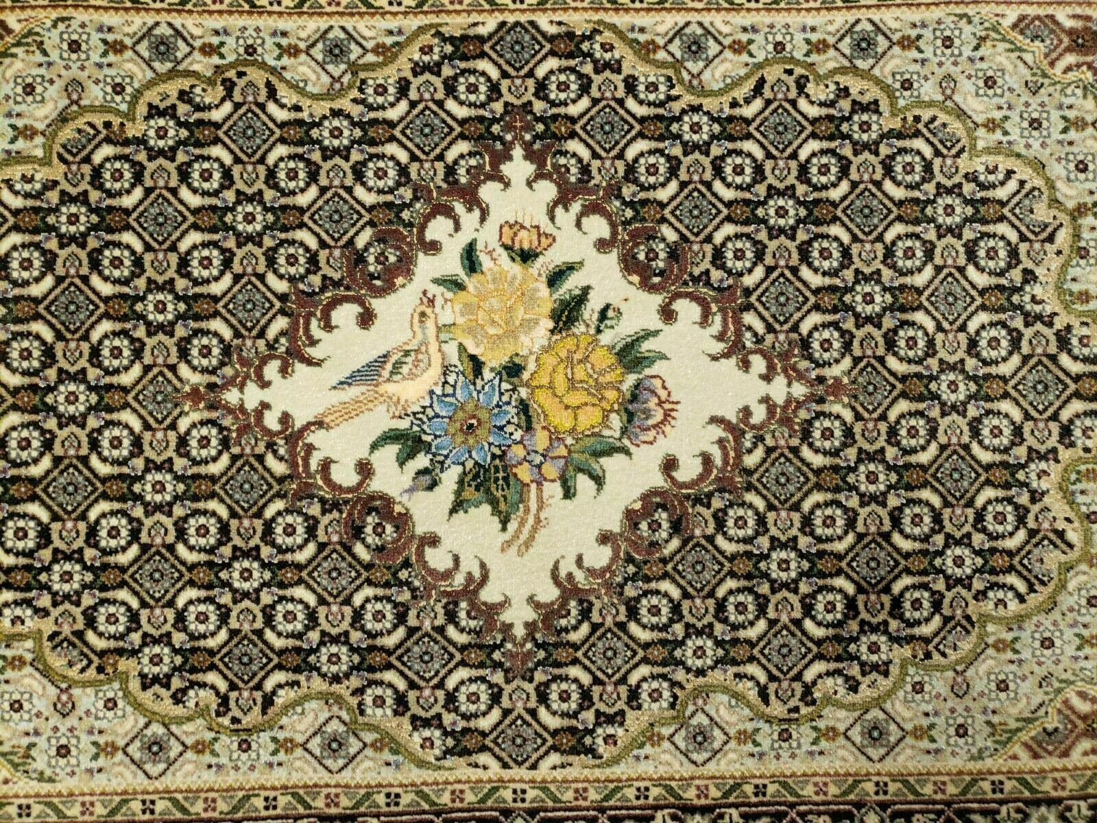 Small Persian Rug 2.4 x 3, Birds and Flowers, Finely Hand Knotted