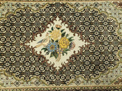 Small Persian Rug 2.4 x 3, Birds and Flowers, Finely Hand Knotted