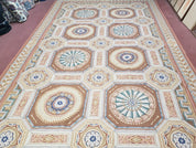 New Chinese Needlepoint Rug 8x14 - 9x14, French European Panel Design, Elegant Dining Room Rug, Flatweave Hand Woven Carpet, Handmade, Wool