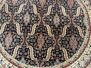 Round Indo Persian Rug 6x6, Indian Bidjar Rug, Navy Blue and Beige