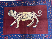 5 X 7 Handmade Zagros Wool Rug Snow White Panther Maroon Blue Organic Dyes