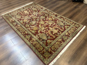 Indo Persian Mahal Rug 4x6, Floral Allover Pattern, Maroon