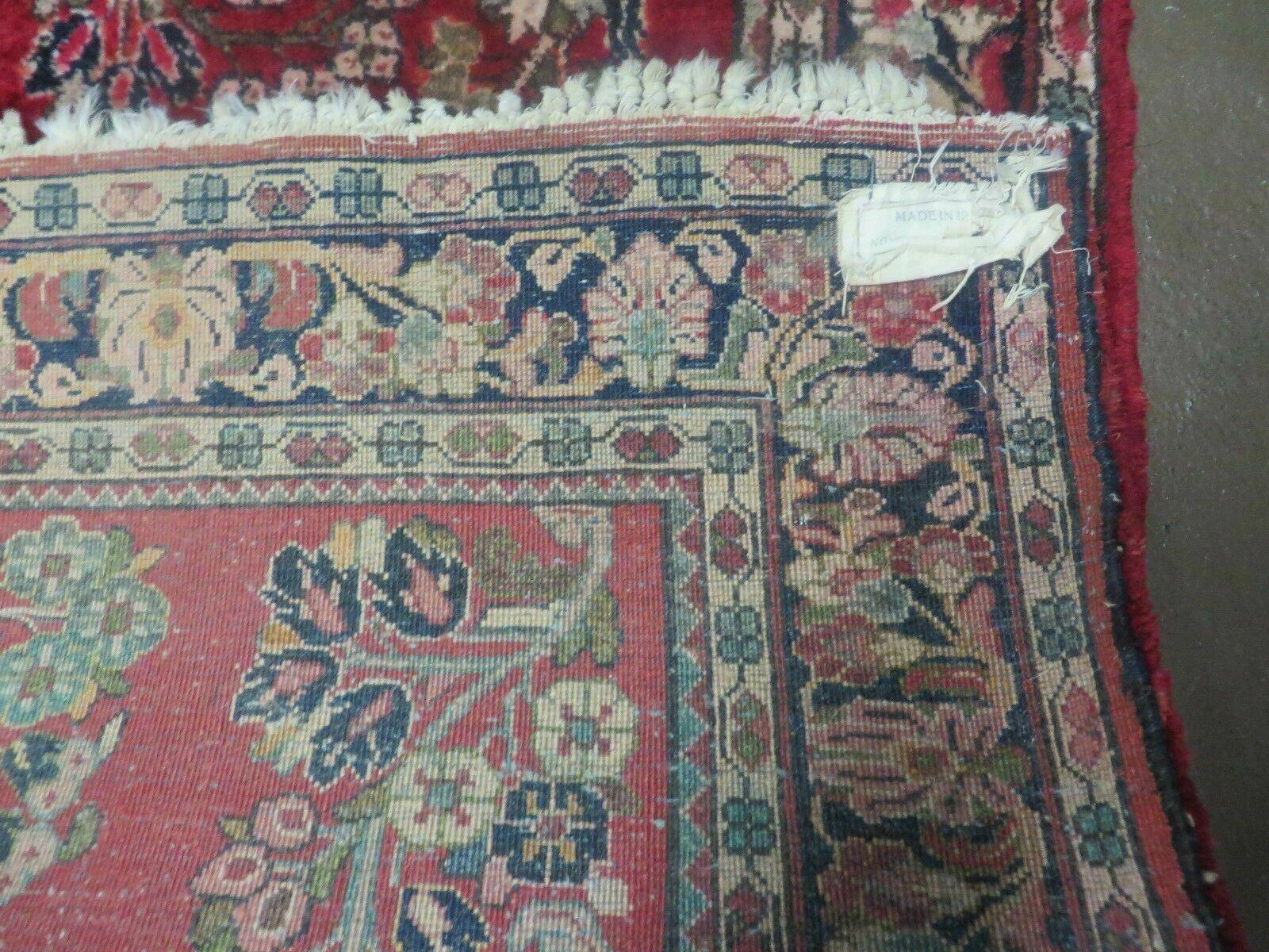 Red Persian Sarouk Rug 3x5, Antique Persian Carpet 1920s, Hand Knotted, Floral, Wool, Oriental Rug, Handmade Rug