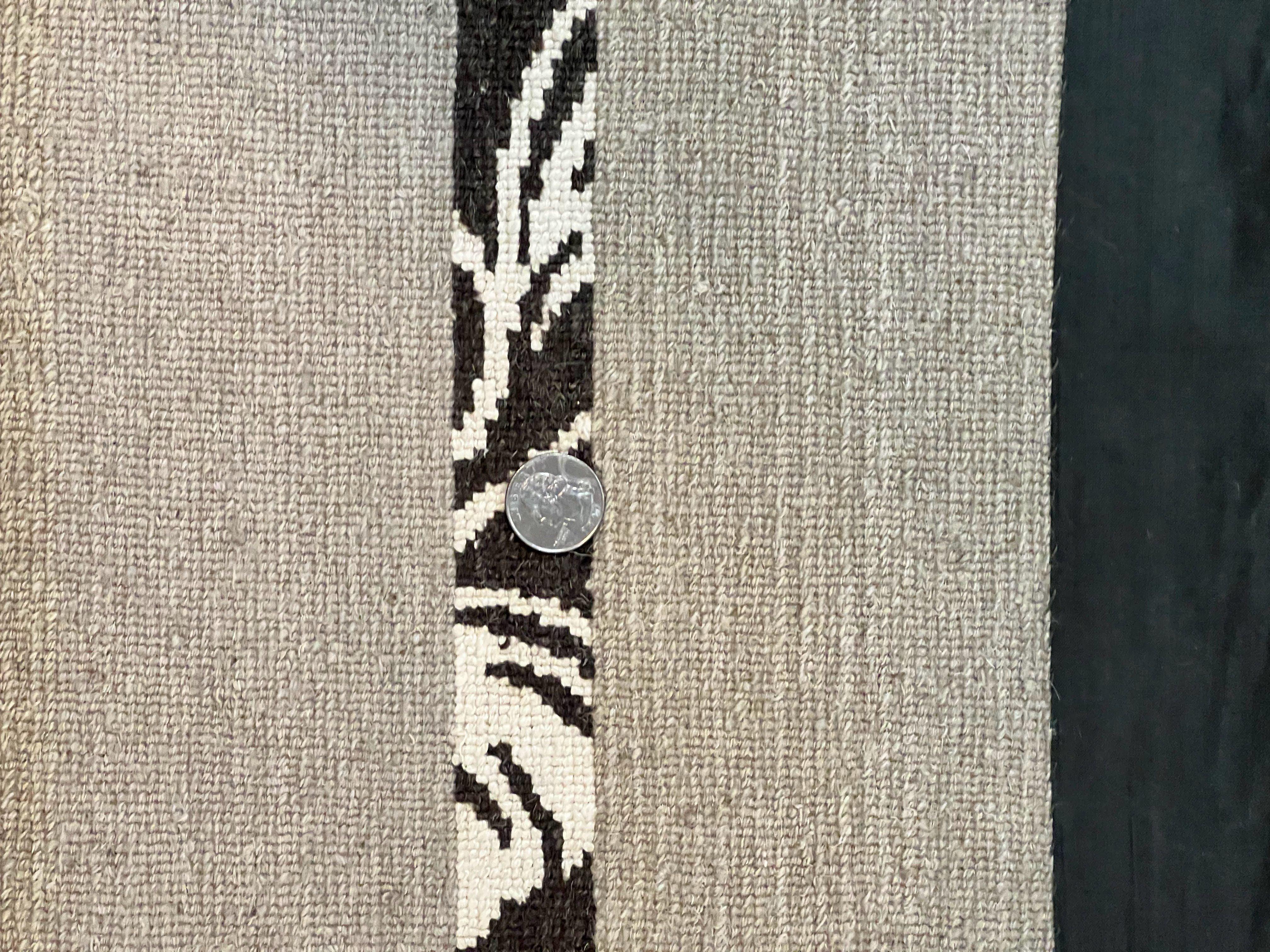 Modern Tibetan Nepali Rug 8x12, Stripe Pattern, Wool with Silk Highlights, Handmade, Beige Tan Brown