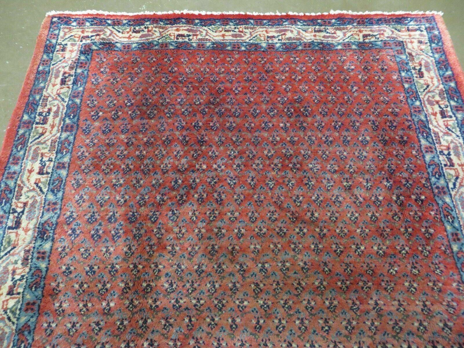 Antique Persian Seraband Runner 3.7 x 11 - Red, Wool, Mir Pattern