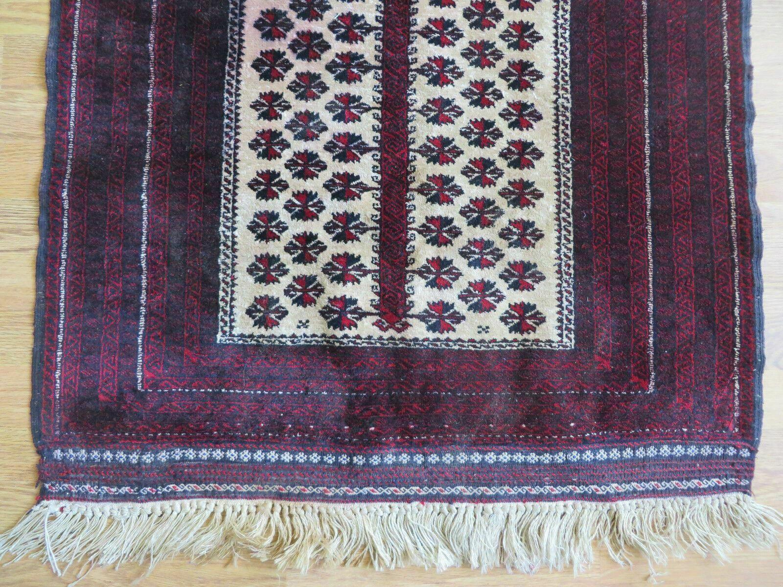 3' X 5' Handmade Fine Knotted Balouch Turkoman Prayer Silk Wool Rug