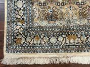 Silk Indian Kashmiri Rug 3x4, Very Fine 400 KPSI, Silk Prayer Rug, Handmade