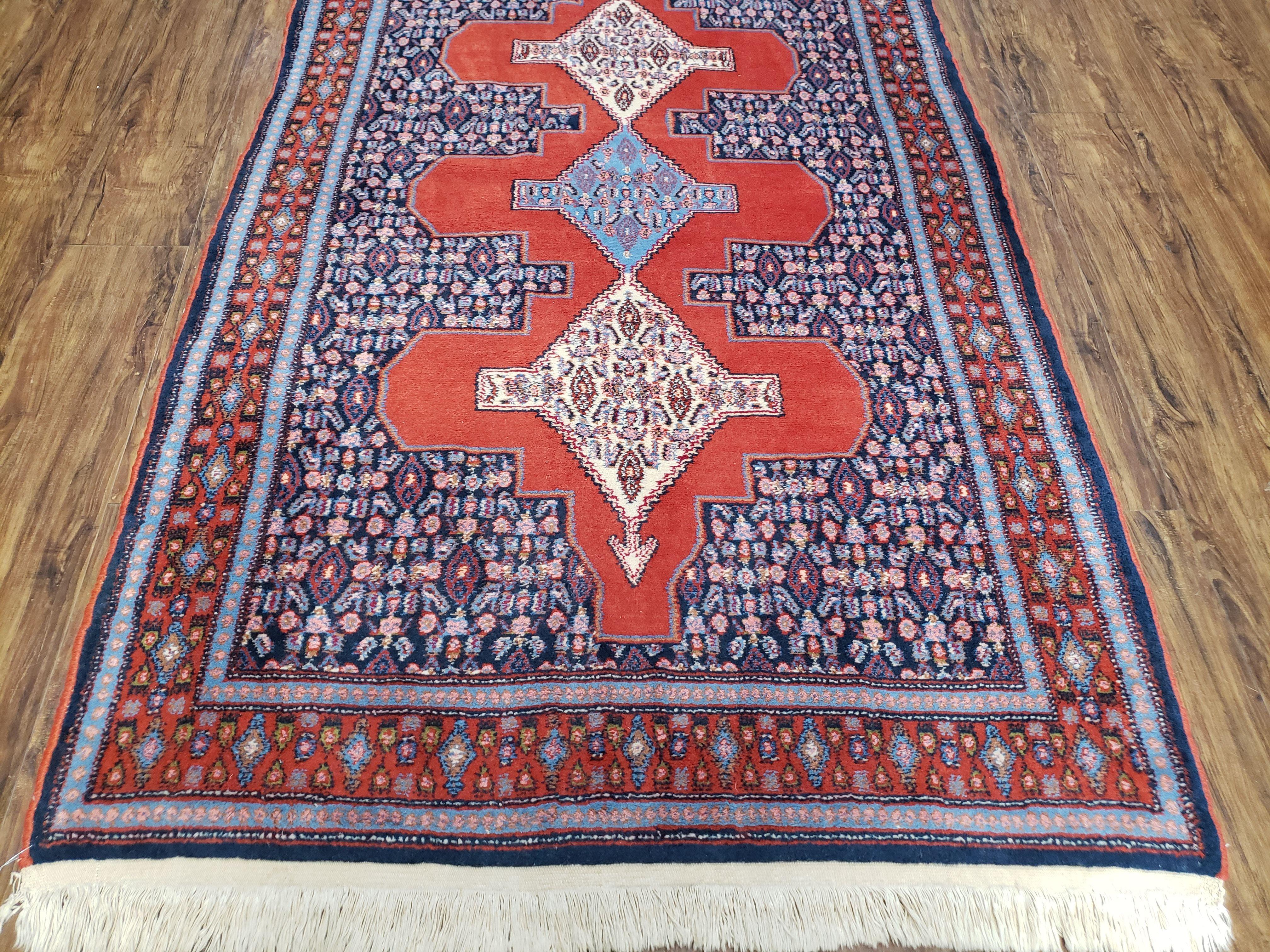 4x6 Western Kurdistan Kurdish Carpet Senneh Wool Area Rug Veg Dyes Red Blue Nice