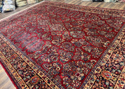 Karastan Rug 10x14, Red Sarouk #785, Wool Original 700 Series