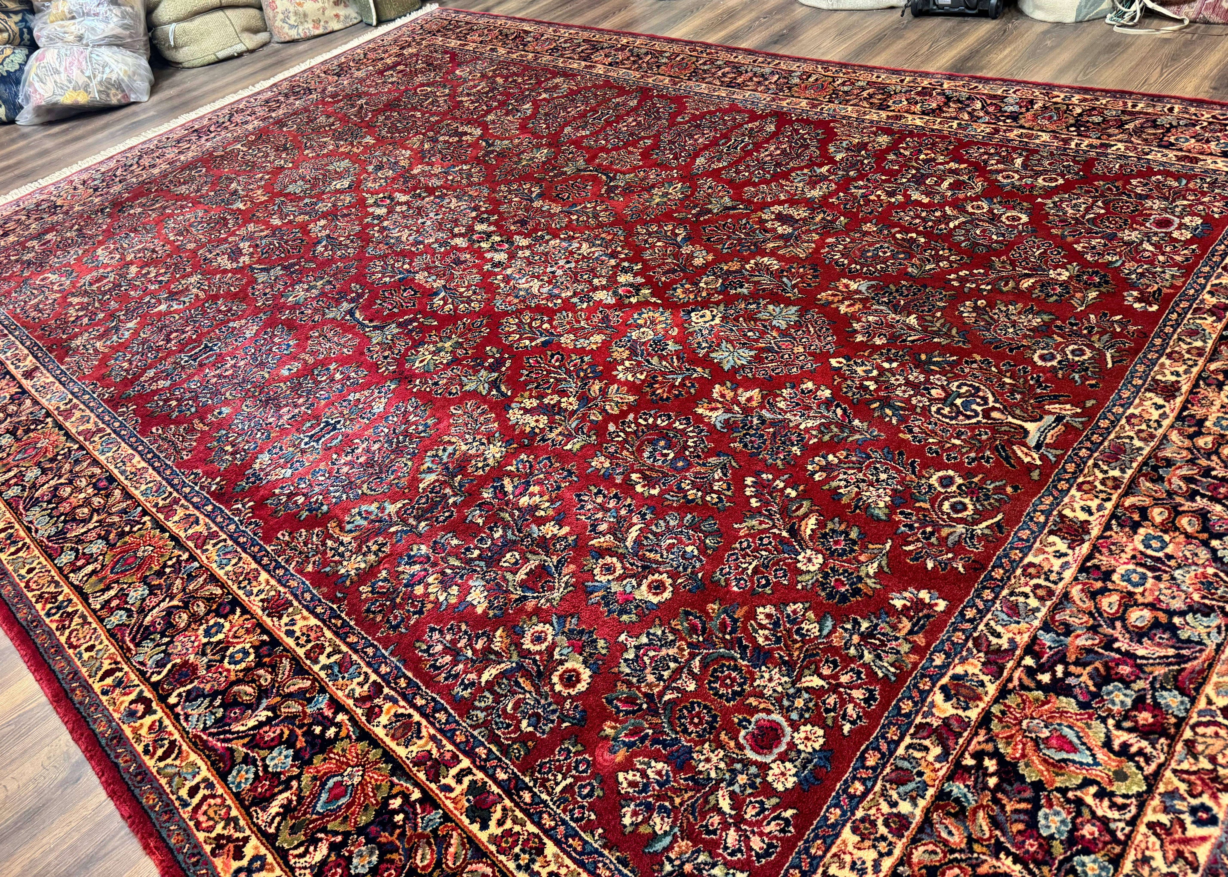 Karastan Rug 10x14, Red Sarouk #785, Wool Original 700 Series