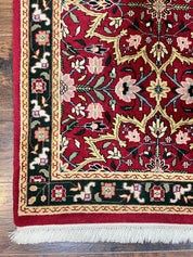 Indo Persian Runner Rug 2.6 x 10, Floral Hand Knotted Wool Hallway Rug, Red