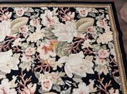 Palace Size Needlepoint Rug 13x17, Extra Large Wool Floral Handmade Carpet, European Design, Botanical