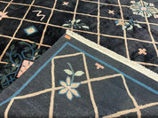 Tibetan Rug 9x12, Hand Knotted Tibet Nepali Contemporary Carpet 9 x 12 ft, Black and Tan, Handmade Area Rug Room Sized, Nepalese Rug