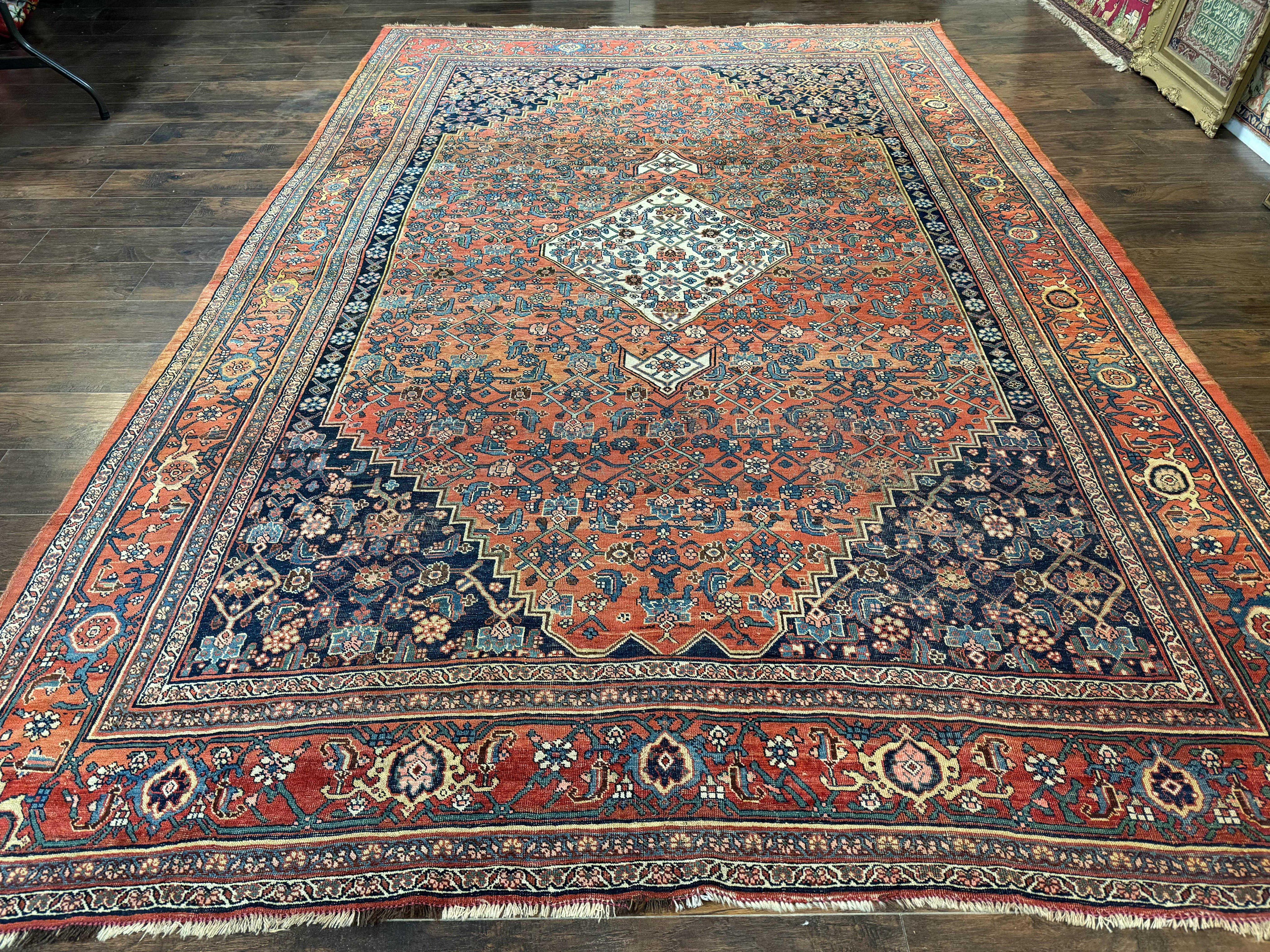 Antique Persian Bidjar Rug 8x12, Rare Persian Carpet