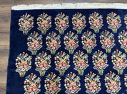 Persian Rug 9x12, Authentic Hand Knotted Carpet, Repeated Floral Motif Garden of Eden, Navy Blue Wool Rug 9 x 12, Semi Antique Kirman Rug