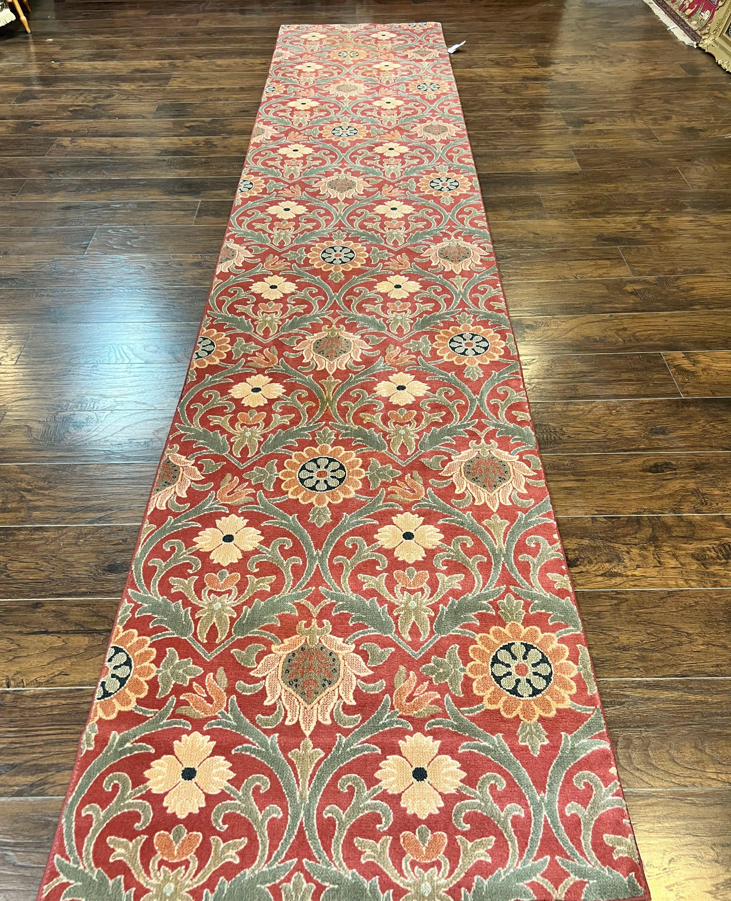 Runner Rug 3 x 14.7, Long Hallway Rug, Wool, Power Loomed, Contemporary, Floral