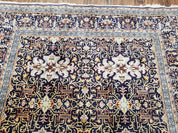 Navy Blue Persian Kashan Rug, Hand-Knotted, Wool, 4' 8" x 7' 4", Pair B