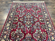 Karastan Rug 4.6 x 6 Lanamar Sarouk #5528, Red Wool Karastan Oriental Carpet, Discontinued, Antique, Wool Pile