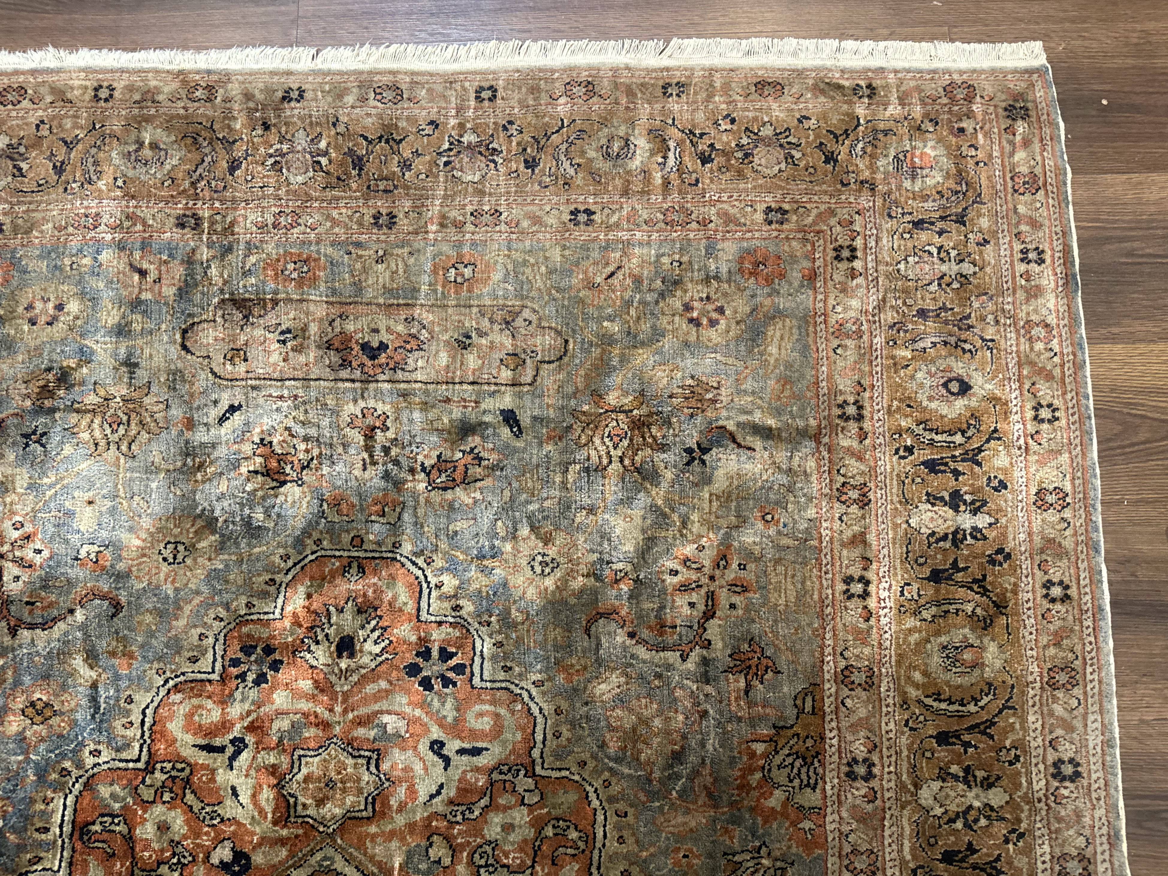 Silk Turkish Kayseri Rug 5x7, Light Blue