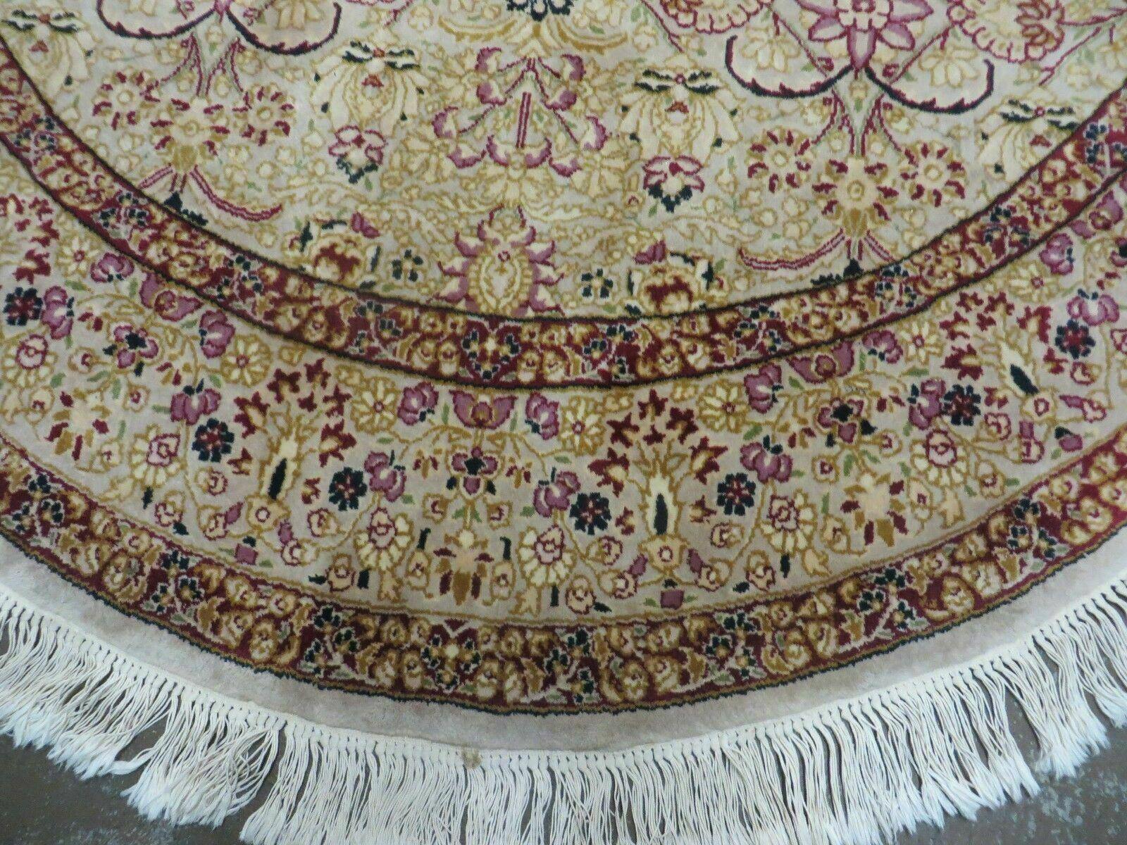 6' Handmade Fine Indian Wool Rug Carpet Round Silk Accent Beauty