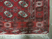4' 5" X 5' 7" Semi Antique Handmade Afghan Yamud Turkoman Bokhara Wool Rug