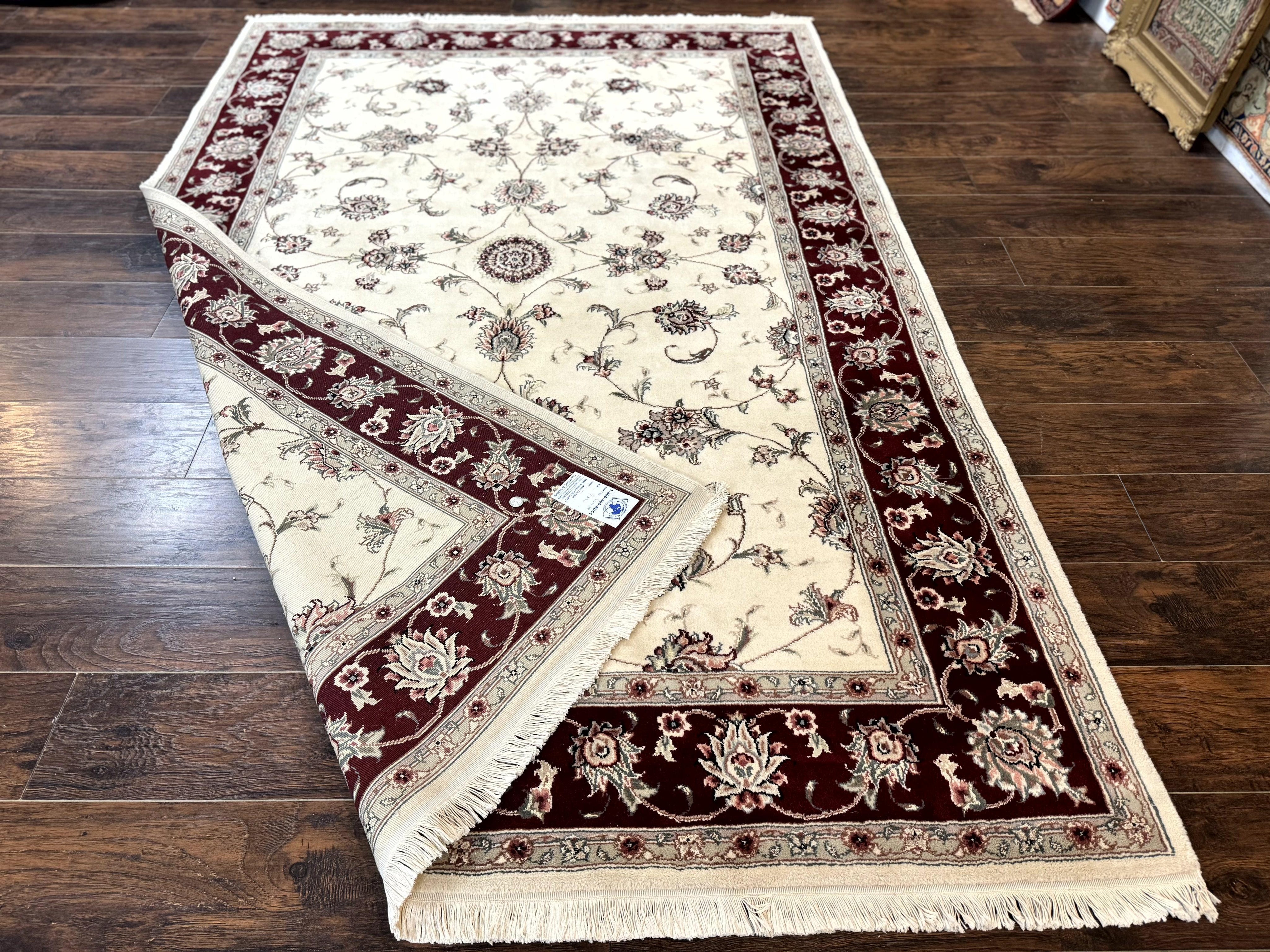 Ivory and Burgundy Pak Persian Rug 6x9
