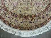 6' Handmade Fine Indian Wool Rug Carpet Round Silk Accent Beauty