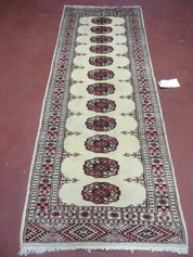2' 7" x 7' Handmade Finely Knotted Pakistani Turkoman Bokhara Detailed Wool Rug