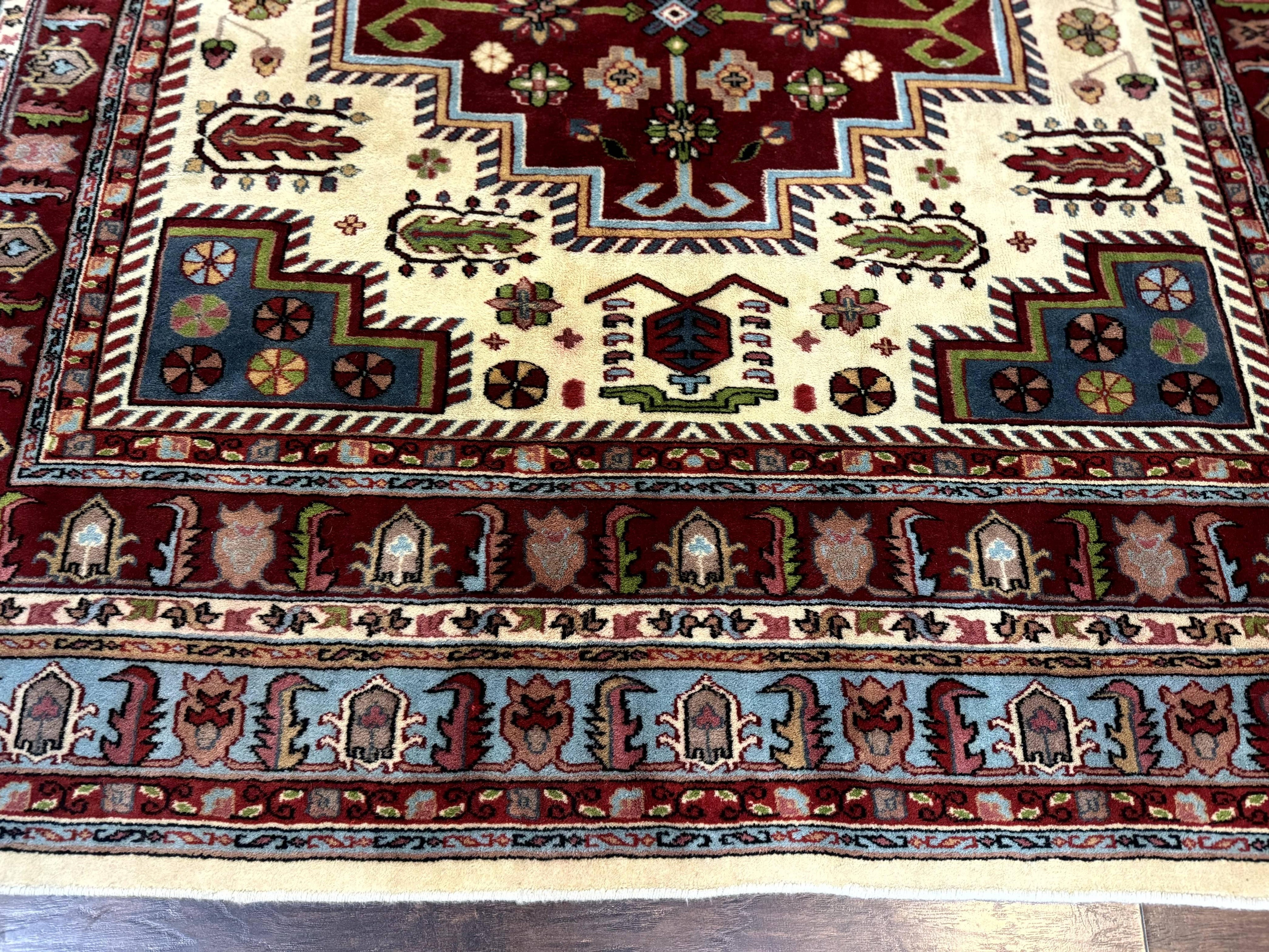 Turkish Kazak Rug 6x9, Geometric Medallions