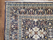 Persian Kashan Rug, Navy Blue, Hand-Knotted, Wool, 4' 8" x 7' 4", Pair A