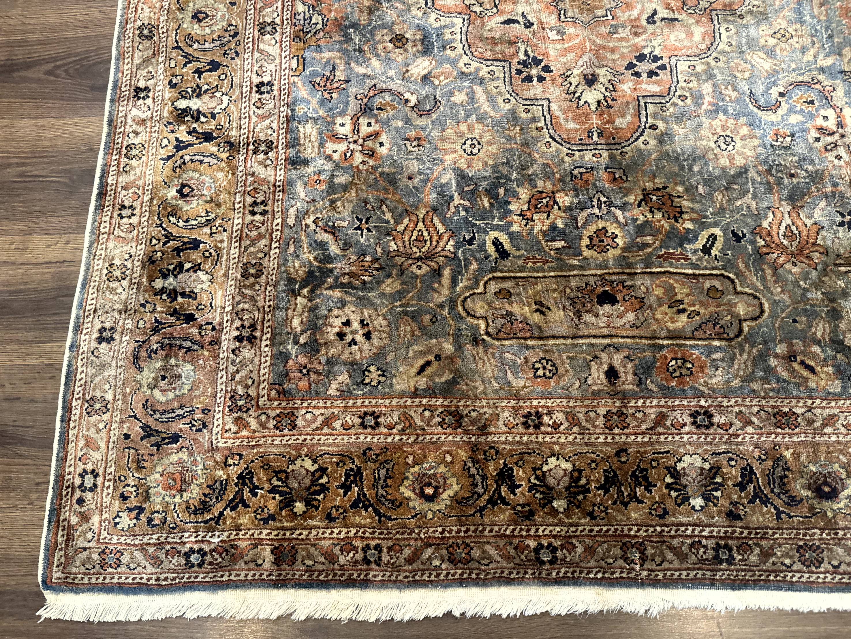 Silk Turkish Kayseri Rug 5x7, Light Blue