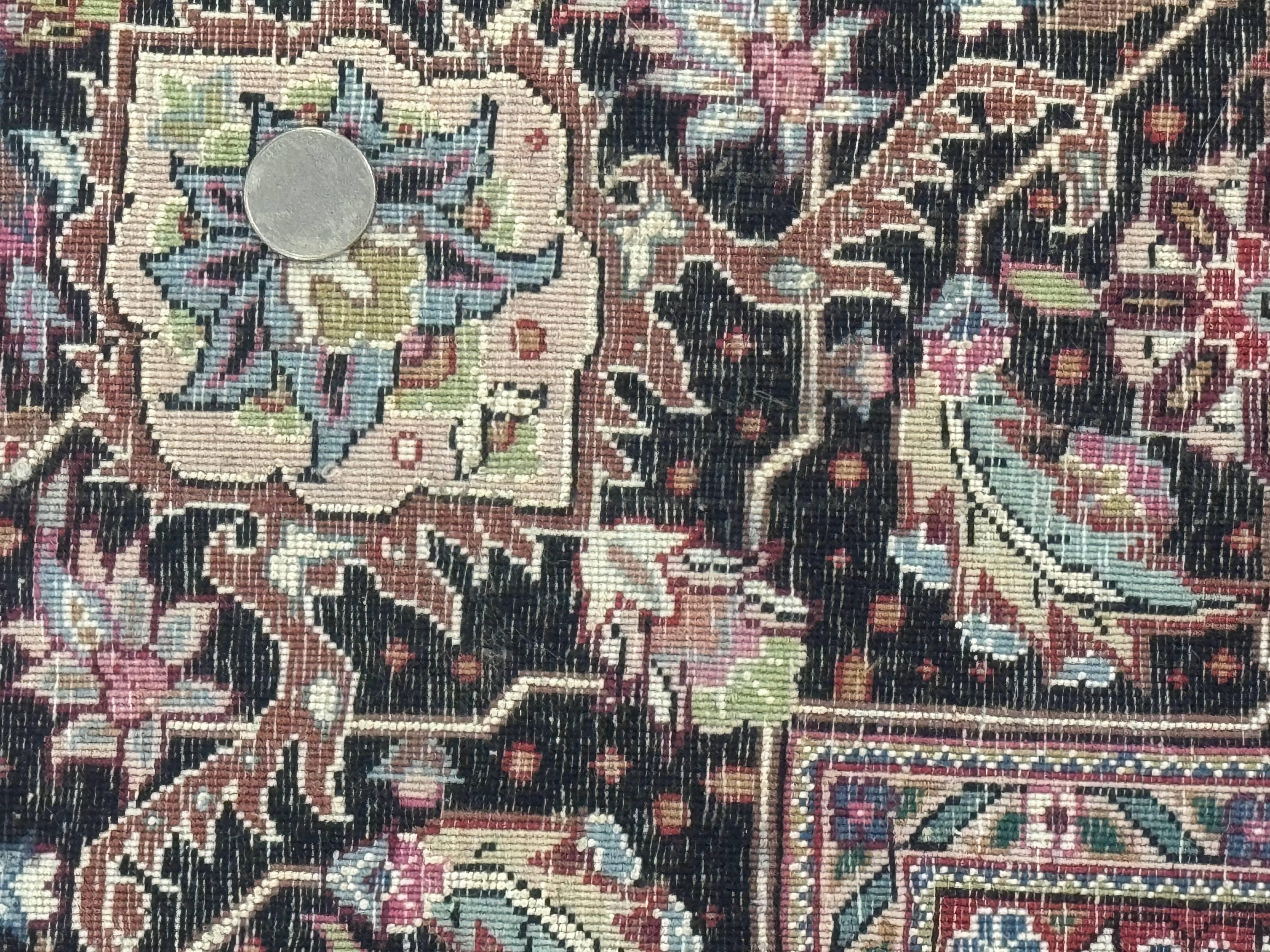 Sino Persian Rug 6x9, Herati Very Fine 400 KPSI, Black