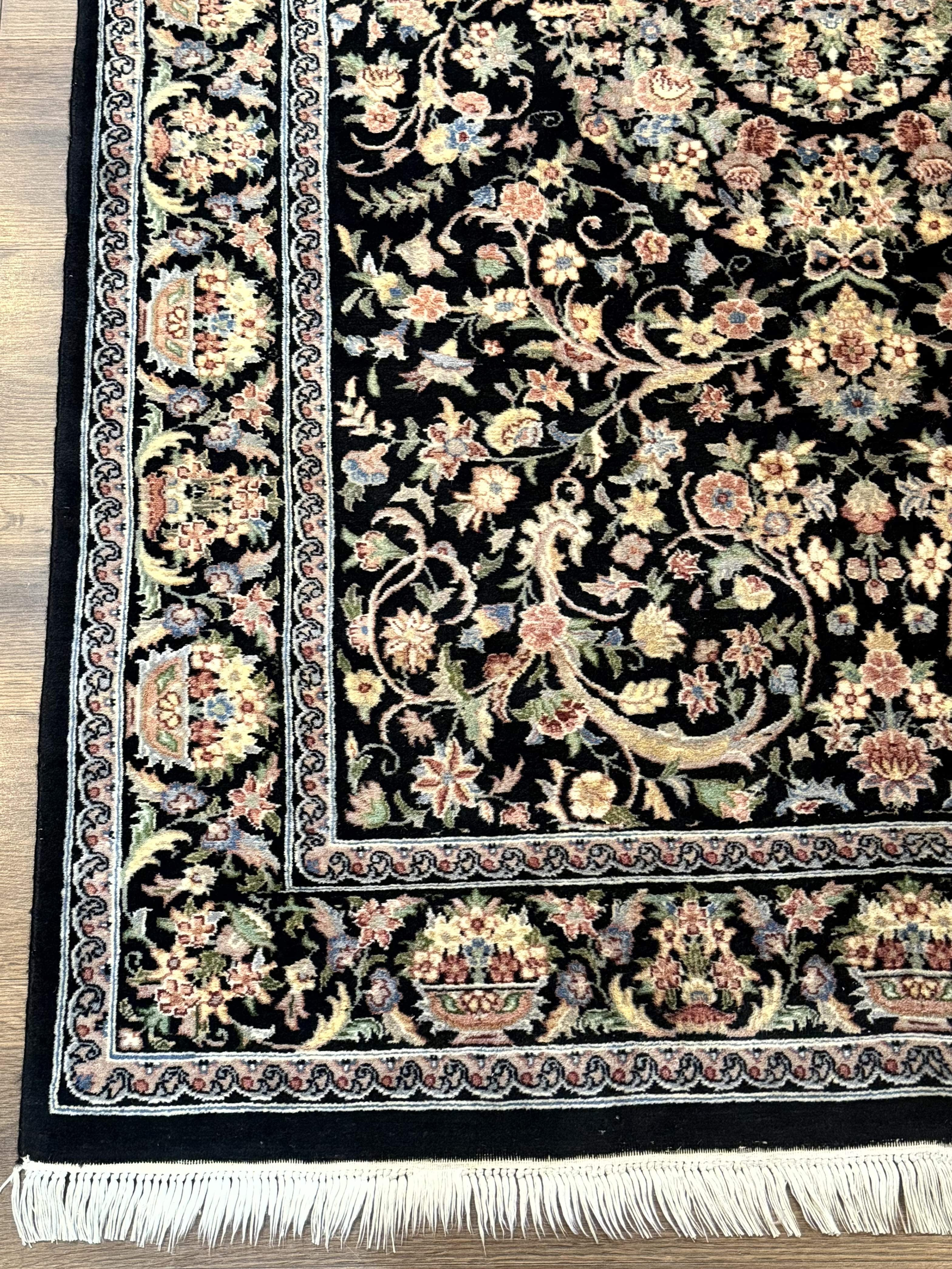 Sino Persian Rug 4x6, Very Fine 260 KPSI, Floral Medallion, Hand Knotted Wool Carpet