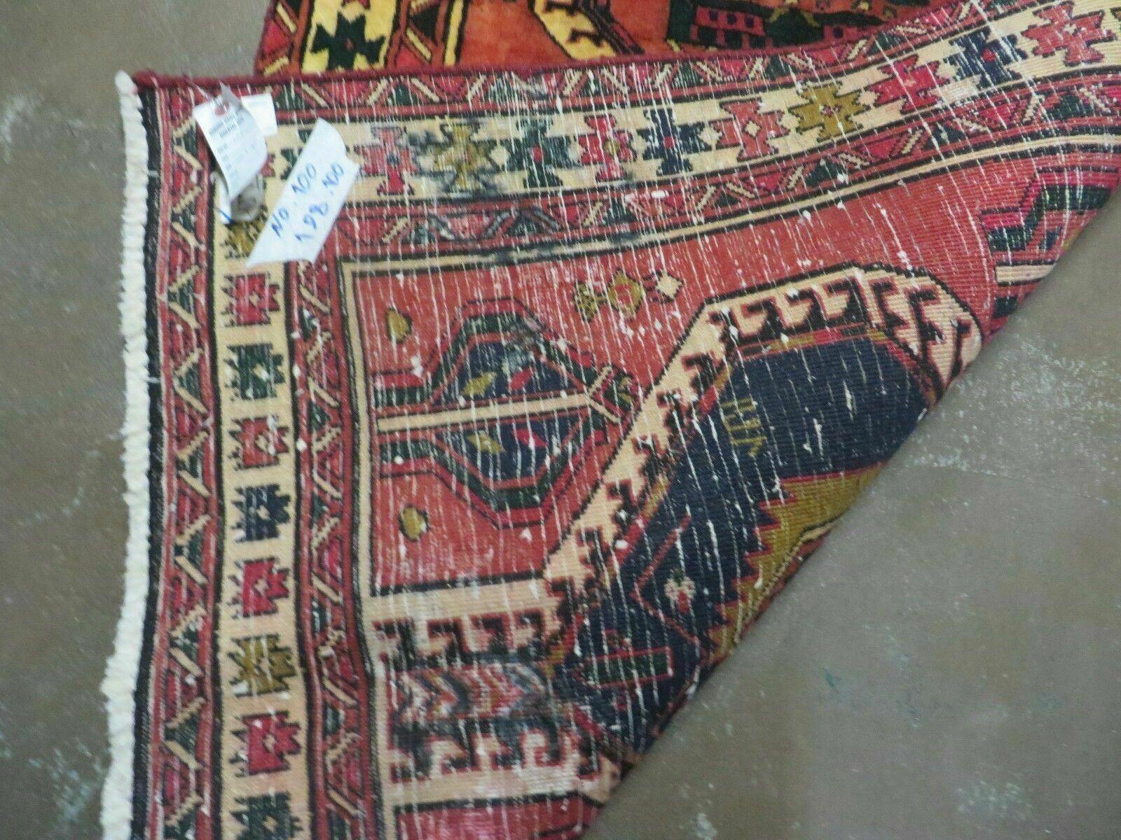 3' 4"X 7' Antique Handmade Turkish Wool Rug Organic #101