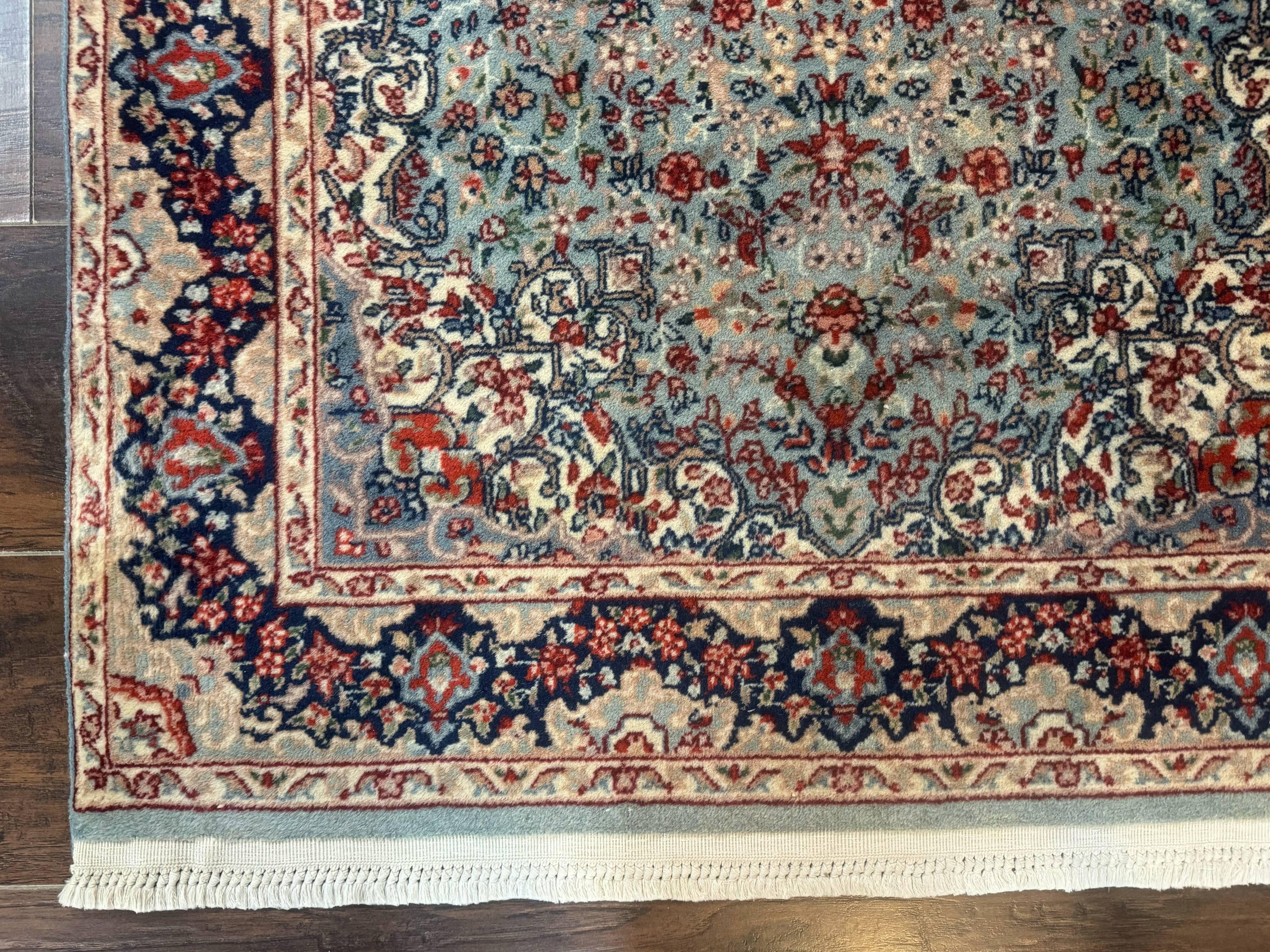 Indo Persian Kerman Rug 3x5, Light Blue, Floral Medallion