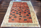 Persian Gabbeh Rug 6x8 ft, Wool Handmade Tribal Rug