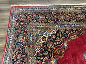 Persian Kashan Rug 9x12, Traditional, Semi Open Field, Red, Signed By Master Weaver, Antique Rug