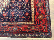 Antique Persian Kurdish Senneh Rug 4x5 Tribal Carpet Wool Geometric Medallion